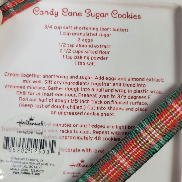 Hallmark Candy Cane‎ Sugar Cookie Recipe Plate - Picture 4 of 5